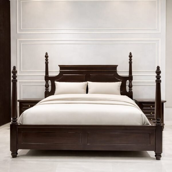 Solid Wood King Bed with Bedside Tables | Classic Wooden Bedroom Set