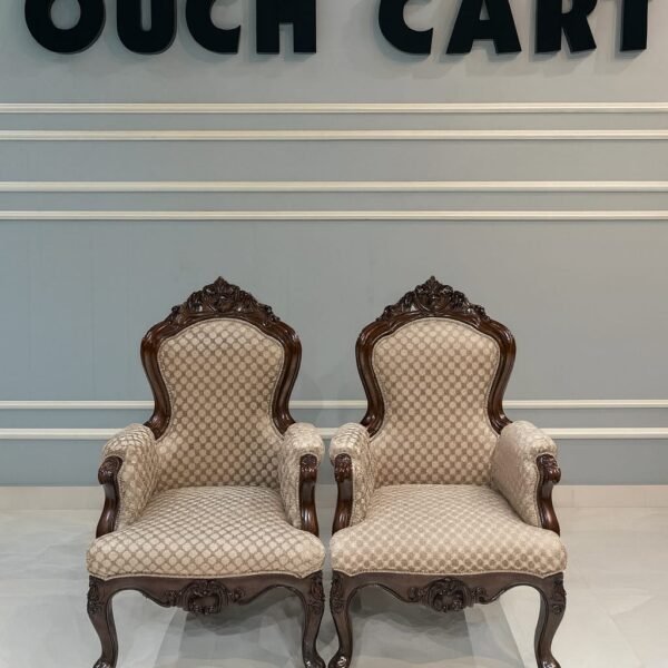 Handmade Modern Look Comfort Arm Chair Set of 2 Made in Pure Teak Wood (Style 2)