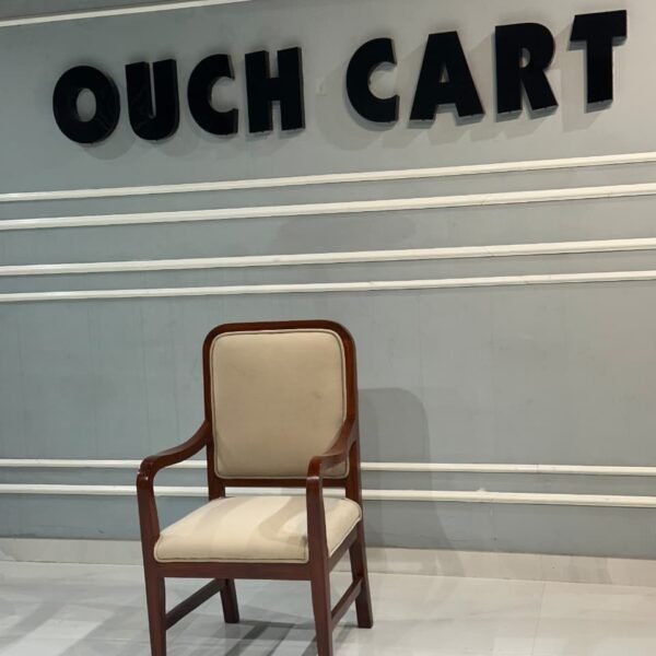 Premium Royal-Style Solid Wood Chair with Handcrafted Armrest Detailing – Standard Brown