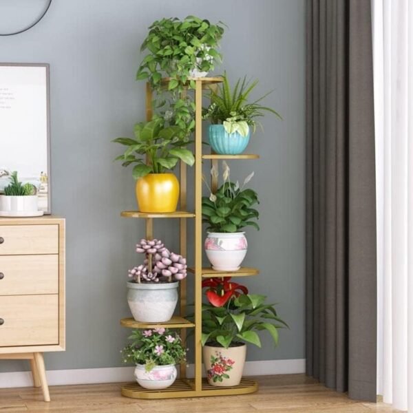 6-Tier Metal Plant Stand for 7 Pots – Indoor Outdoor Flower Shelf, Corner Planter Rack for Garden, Patio, Balcony & Living Room
