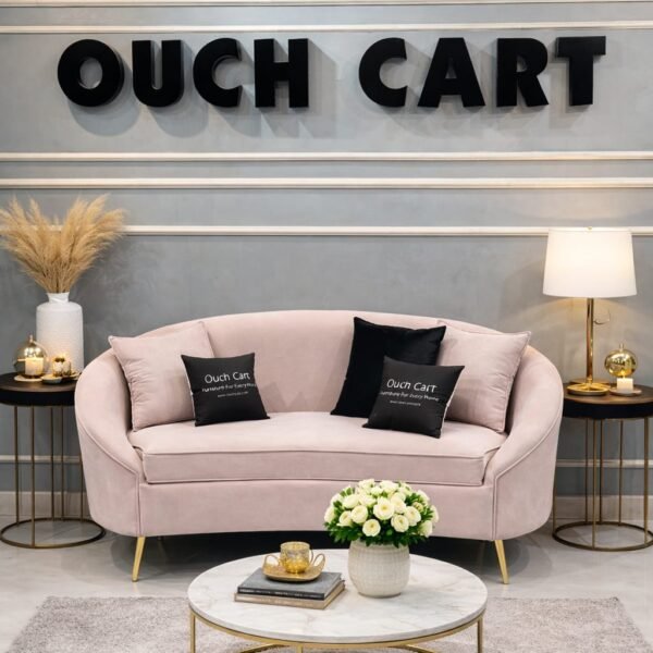 Velvet Curved Sofa Toss Pillow Included