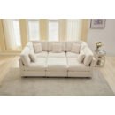 Corduroy Sectional Sofa with Pull-Out Sleeper