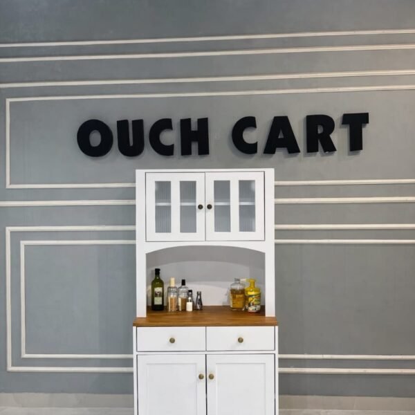 Buffet Cabinet with Hutch Kitchen Pantry Storage Cabinet White Sideboard for Kitchen Storage Microwave Cabinet with Storage, 4 Doors, 2 Adjustable Shelves & 1 Drawers