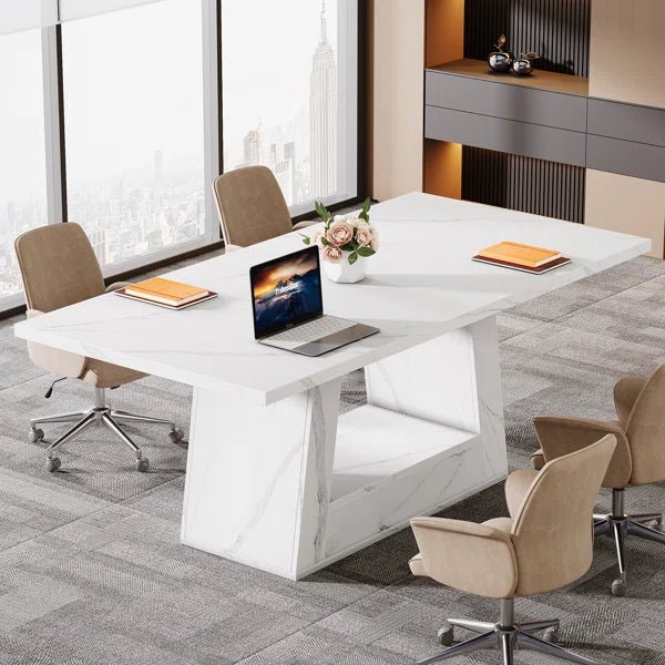 63 Inch Modern Executive Office Desk with Strong Base | Stylish Computer Table