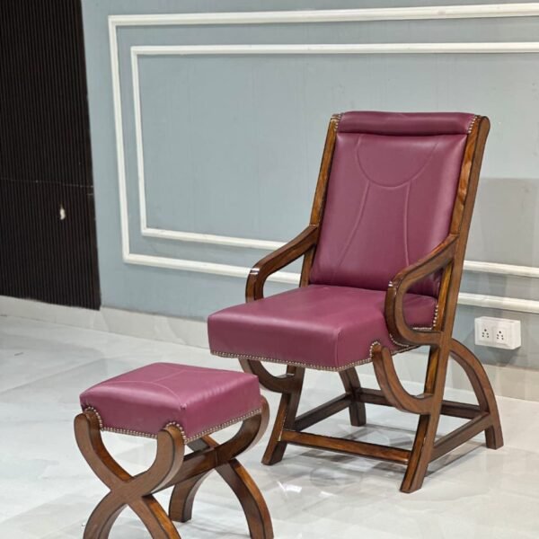 Wide Unique Back Design Armchair With Ottoman