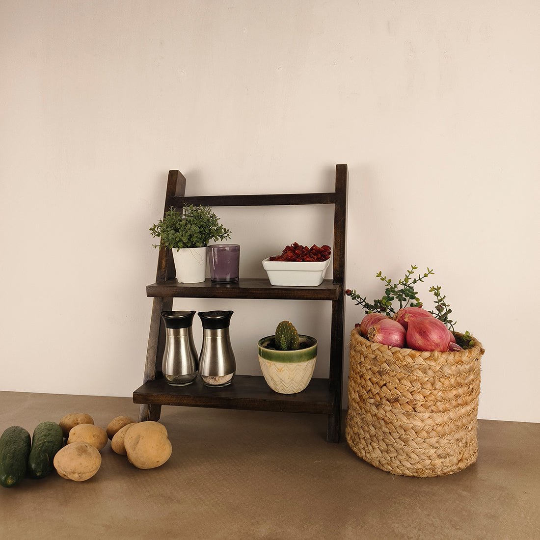 AMELIA Wooden Shelf 2 Step Ladder - Image 3