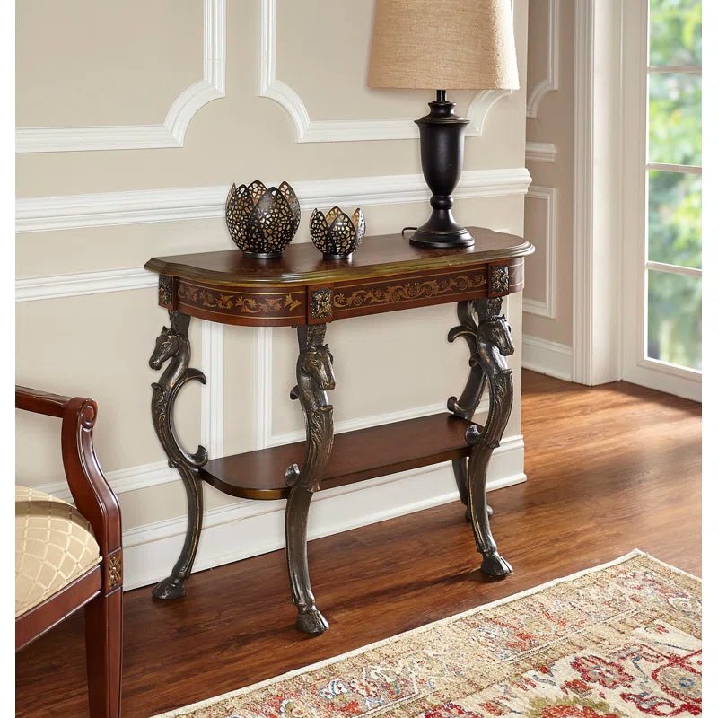 Berkhamstead 42” Console Table with Ornate Horse Motif Legs Design