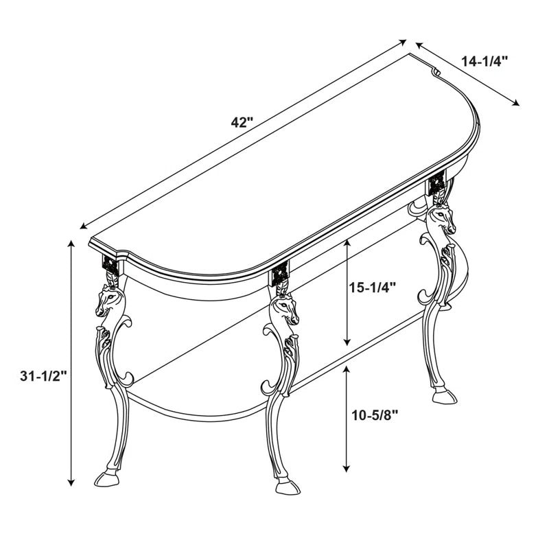 Berkhamstead 42” Console Table with Ornate Horse Motif Legs Design - Image 3
