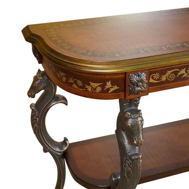 Berkhamstead 42” Console Table with Ornate Horse Motif Legs Design - Image 4