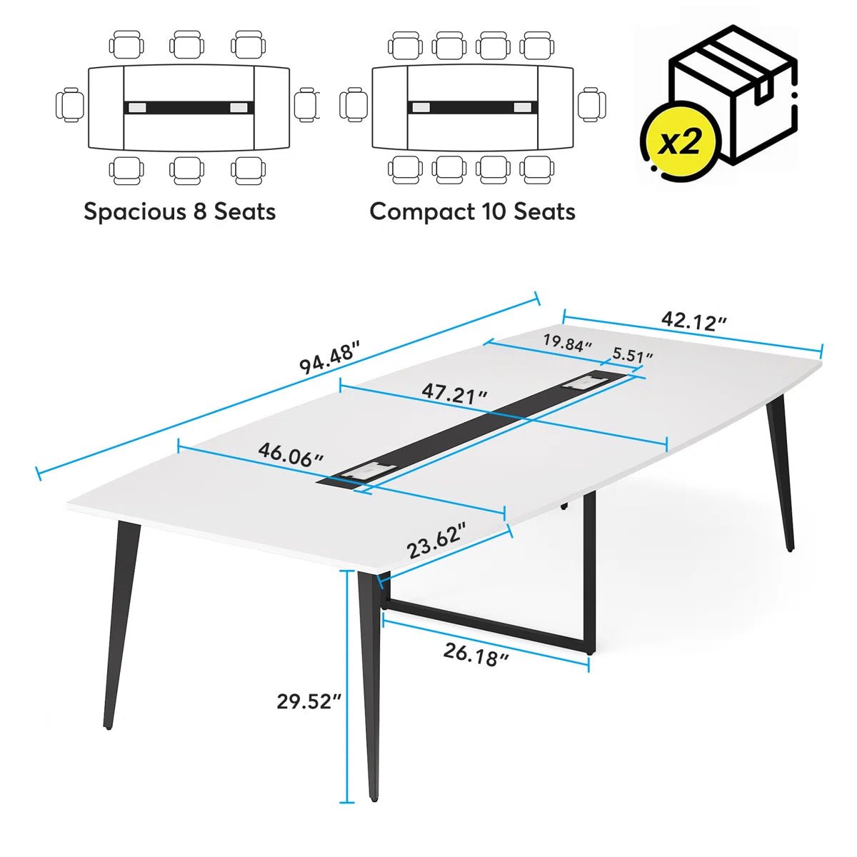 Billey 94.48'' Rectangle Conference Table - Image 6