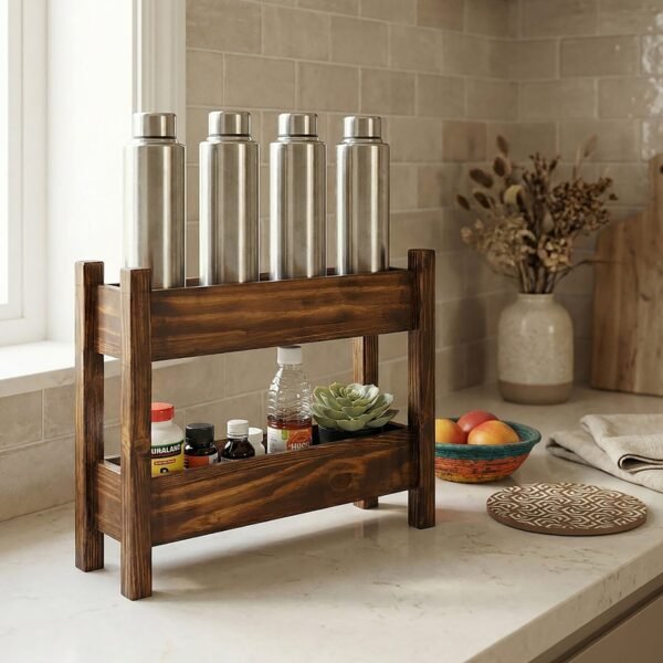 Evana Wooden Kitchen Countertop Organiser