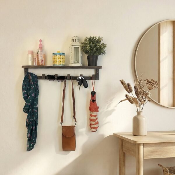 Gregor Wooden Wall Shelf Organiser with Key Holders