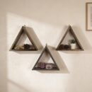 HENRY III Triangular Set of 3 Wooden Wall Shelves