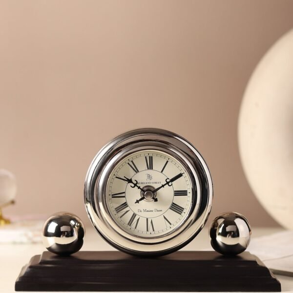 Orbitron table clock in silver