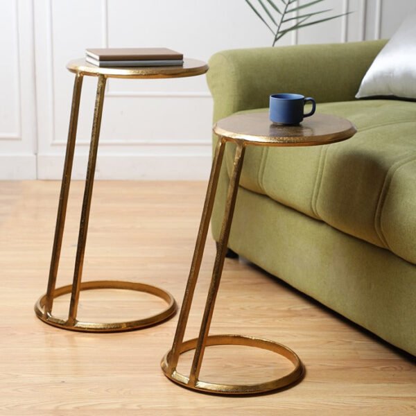 Slanted Nesting Tables by Décor de Maison in Raw Antique Gold Finish small size