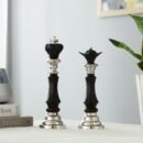 Victoris Silver Black Set of  King and Queen Chess