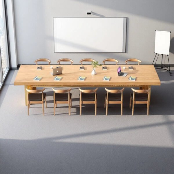 Iron Base Rectangular Solid Wood Conference Table