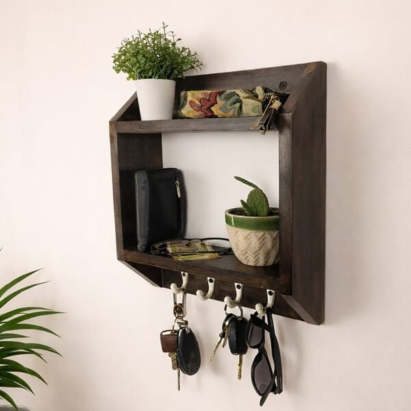 Kingston Wooden Wall Shelf Organiser with Key Holders
