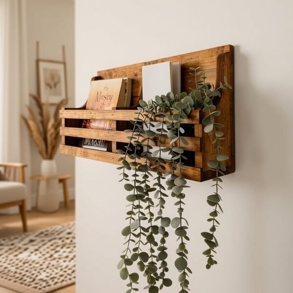 Norita Wooden Wall Shelf Organiser with Key Holders