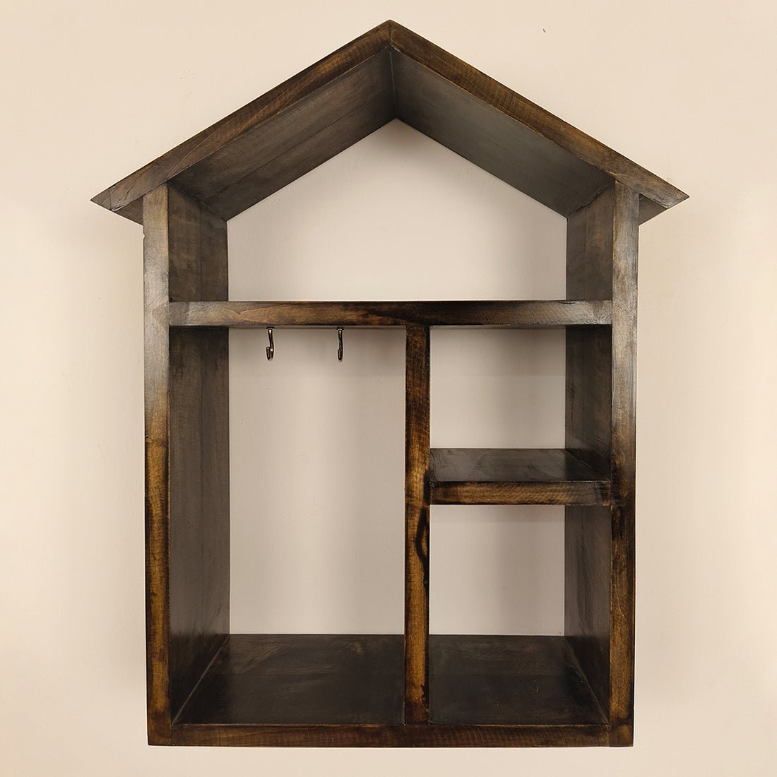 OCTAVIUS Wooden Wall Shelf Organiser with Key Holders - Image 7