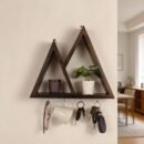 PHAROAH Wooden Wall Shelf Organiser with Key Holders