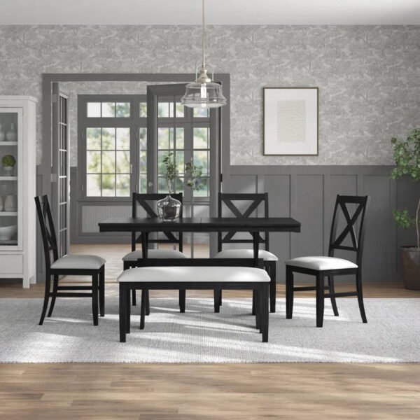 "6-Piece Trestle Dining Set: Timeless Design for a Warm, Inviting Dining Experience"