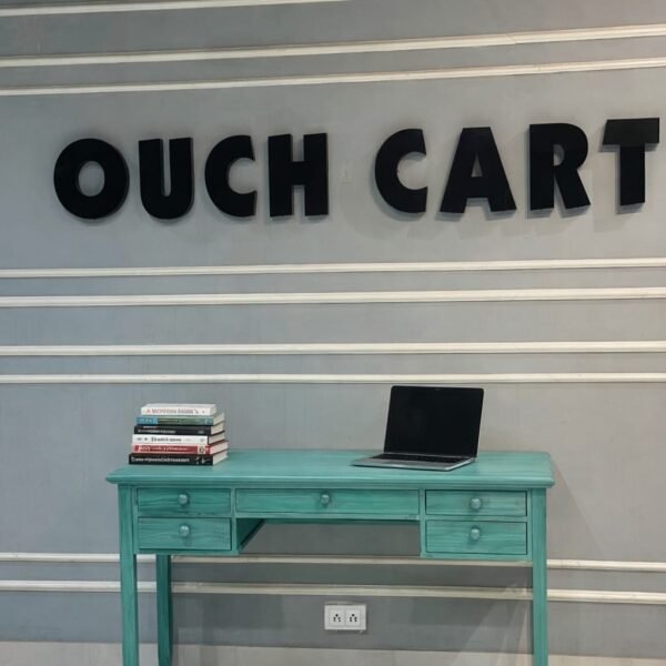 Teal Solid Wood Writing Desk with Multi-Drawer Storage | Modern Home Office Table