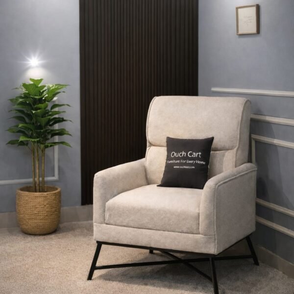 Modern Upholstered Armchair – Comfortable Fabric Accent Chair with Armrests