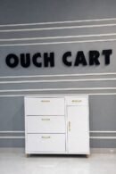 Free Standing Shoe Organizer with 3 Flip Drawers and Side Cabinet